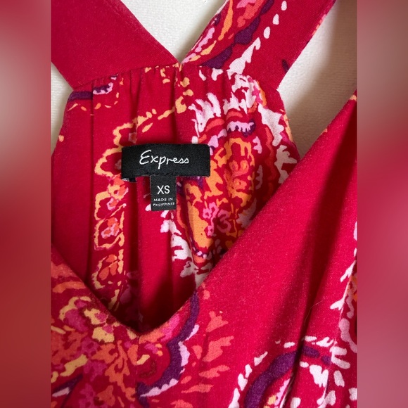 Express Women’s Y2K Boho Paisley Maxi Dress Smocked Stretch 2000s Sz XS - Picture 3 of 10